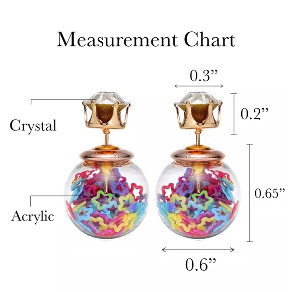 Double Stud Iridescent Heart Confetti Earrings - Picture 16 of 16